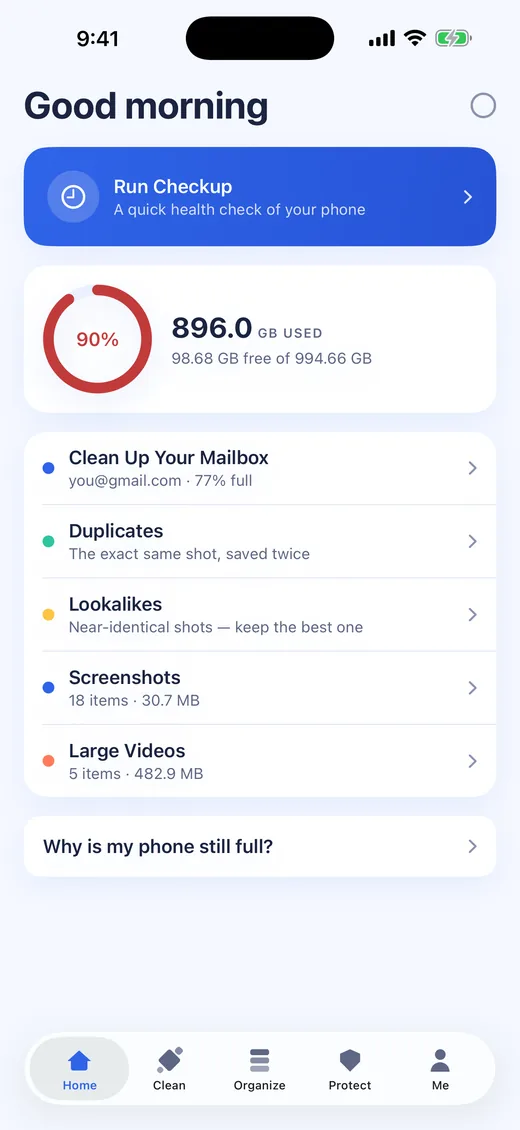 Klyn home screen