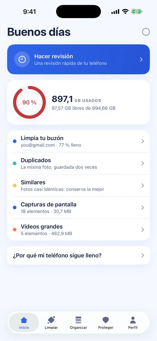 Pantalla principal de Klyn
